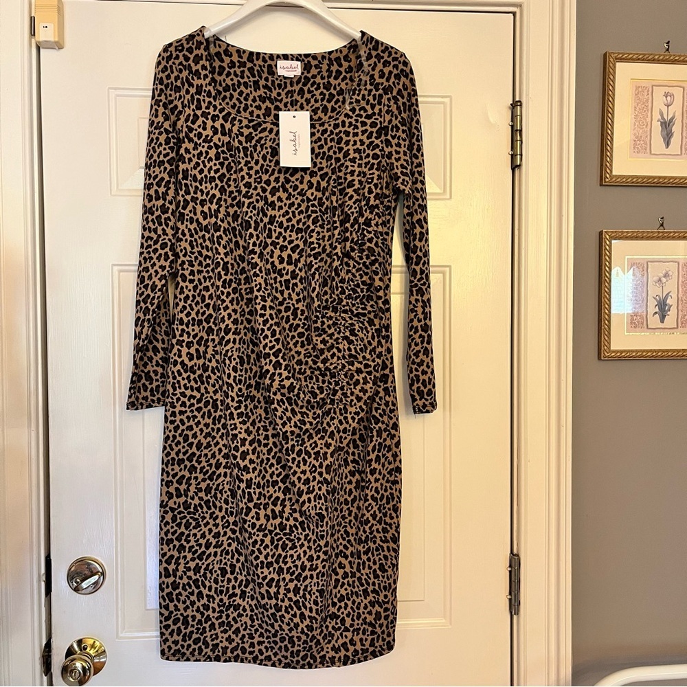 Isabel Maternity by Ingrid & Isabel Leopard Print Bodycon Fall Long Sleeve Dress